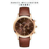 Daniel Wellington Iconic Chronograph St Mawes Brown Dial Brown Leather Strap Watch For Men - DW00100640