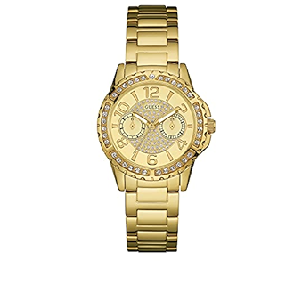 Guess Sassy Analog Quartz Gold Dial Gold Steel Strap Watch For Women - W0705L2