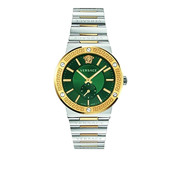 Versace Hellenyium Quartz Green Dial Silver Steel Strap Watch For Men - VEVK00420