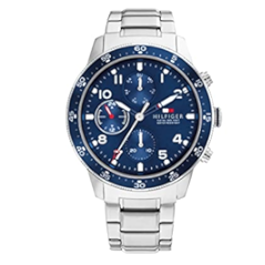 Tommy Hilfiger Jimmy Chronograph Quartz Blue Dial Silver Steel Strap Watch For Men - 1791949