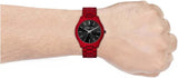 Michael Kors Slim Runway Quartz Black Dial Red Steel Strap Watch for Men - MK8712