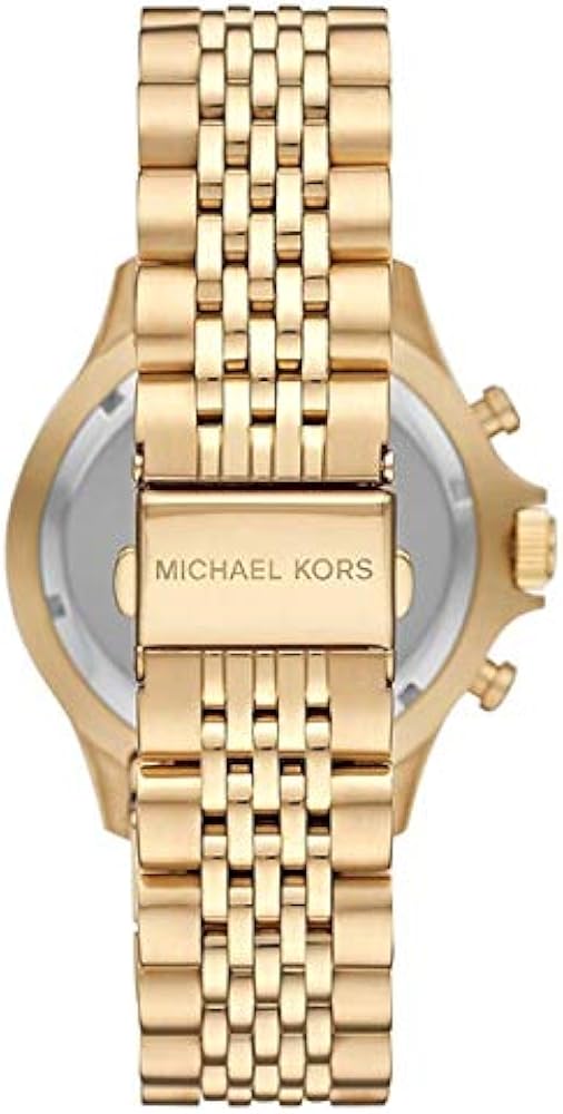 Michael Kors Bayville Chronograph Black Dial Gold Steel Strap Watch For Men - MK8726