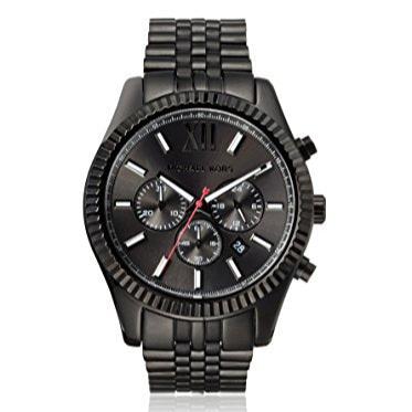 Michael Kors Lexington Chronograph Black Dial Black Steel Strap Watch for Men - MK8320