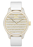 Marc Jacobs Lidia Stripe White Dial White Leather Strap Watch for Women - MBM1164