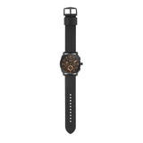 Fossil Machine Chronograph Black Dial Black Leather Strap Watch for Men - FS5586