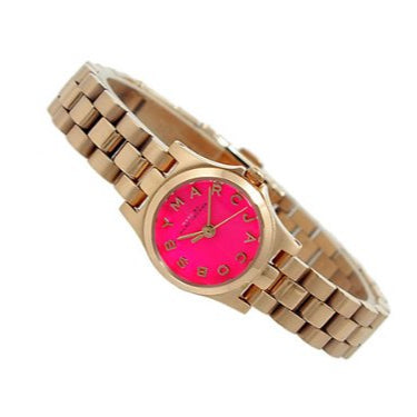 Marc Jacobs Henry Dinky Pink Dial Rose Gold Steel Strap Watch for Women - MBM3203