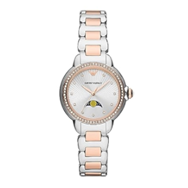 Emporio Armani Mia Three Hand Moonphase Mother of Pearl Dial Two Tone Steel Strap Watch For Women - AR11567