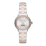 Emporio Armani Mia Three Hand Moonphase Mother of Pearl Dial Two Tone Steel Strap Watch For Women - AR11567