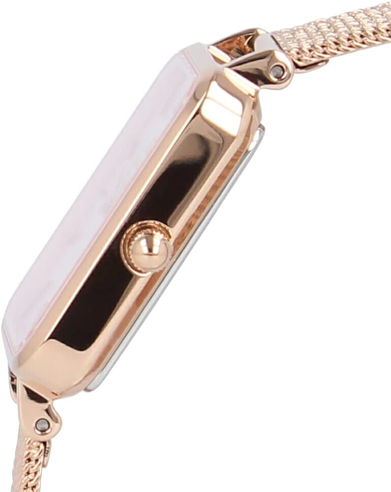 Daniel Wellington Quadro Pressed Melrose Pink Dial Pink Mesh Bracelet Watch For Women - DW00100510