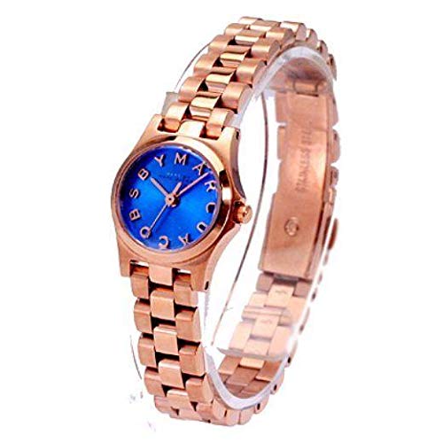 Marc Jacobs Henry Dinky Blue Dial Rose Gold Steel Strap Watch for Women - MBM3204