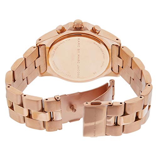 Marc Jacobs Blade Chronograph White Dial Rose Gold Steel Strap Watch for Women - MBM3082