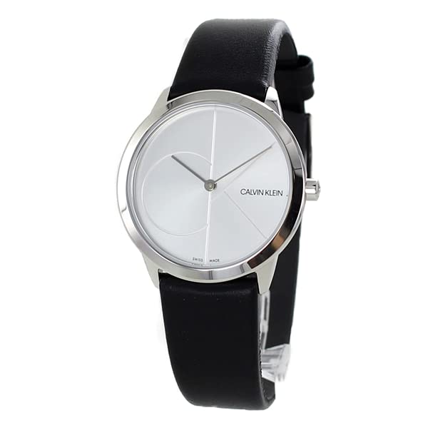 Calvin Klein Minimal Silver Dial Black Leather Strap Watch for Men - K3M221CY