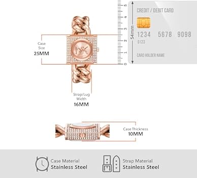 Michael Kors Chain Lock Three-Hand Rose Gold Dial Rose Gold Steel Strap Watch for Women - MK4827