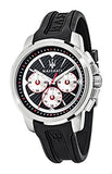 Maserati SFIDA Chronograph Black Silver Dial Black Rubber Strap Watch For Men - R8851123001