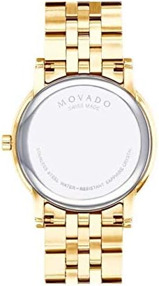 Movado Museum Classic Quartz Black Dial Gold Steel Strap Watch for Men - 0607203