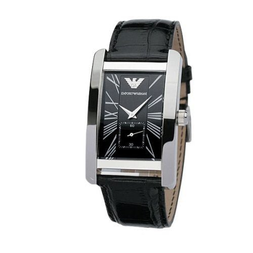 Emporio Armani Black Dial Black Leather Strap Watch For Men - AR0143
