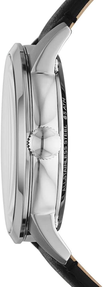 Fossil Townsman Automatic Skeleton Blue Dial Black Leather Strap Watch for Men - ME3200