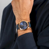 Maserati Traguardo Chronograph Blue Dial Blue Leather Strap Watch for Men - R8871612015