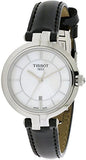 Tissot T Lady Flamingo Mother of Pearl White Dial Black Leather Strap Watch for Women - T094.210.16.111.00