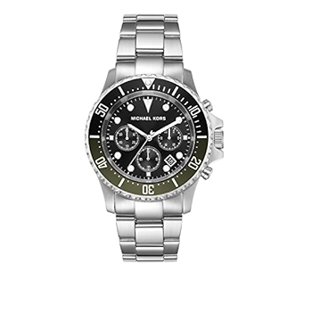 Michael Kors Everest Chronograph Black Dial Silver Steel Strap Watch For Men - MK8976