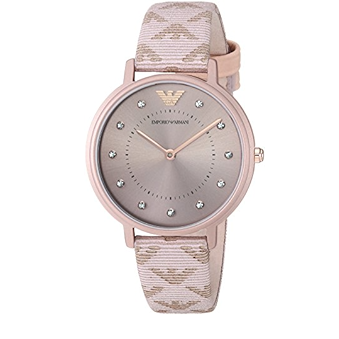Emporio Armani Kappa Quartz Rose Gold Dial Pink Leather Strap Watch For Women - AR11010