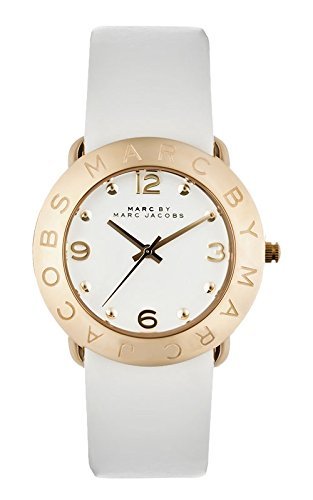 Marc Jacobs Amy White Dial White Leather Strap Watch for Women - MBM1150
