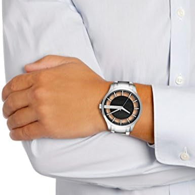 Armani Exchange Hampton Chronograph Black Dial Silver Steel Strap Watch For Men - AX2179