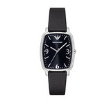 Emporio Armani Epsilon Quartz Black Dial Black Leather Strap Watch For Men - AR2490