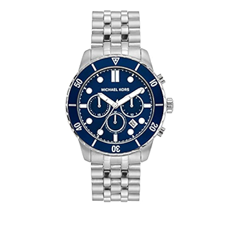 Michael Kors Cunningham Chronograph Blue Dial Silver Steel Strap Watch For Men - MK8999