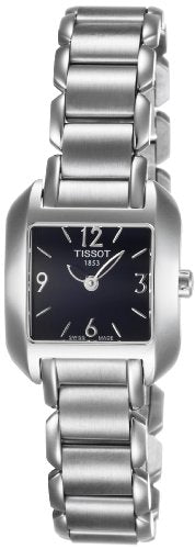 Tissot T Wave Black Dial Silver Steel Strap Watch for Women - T02.1.285.52