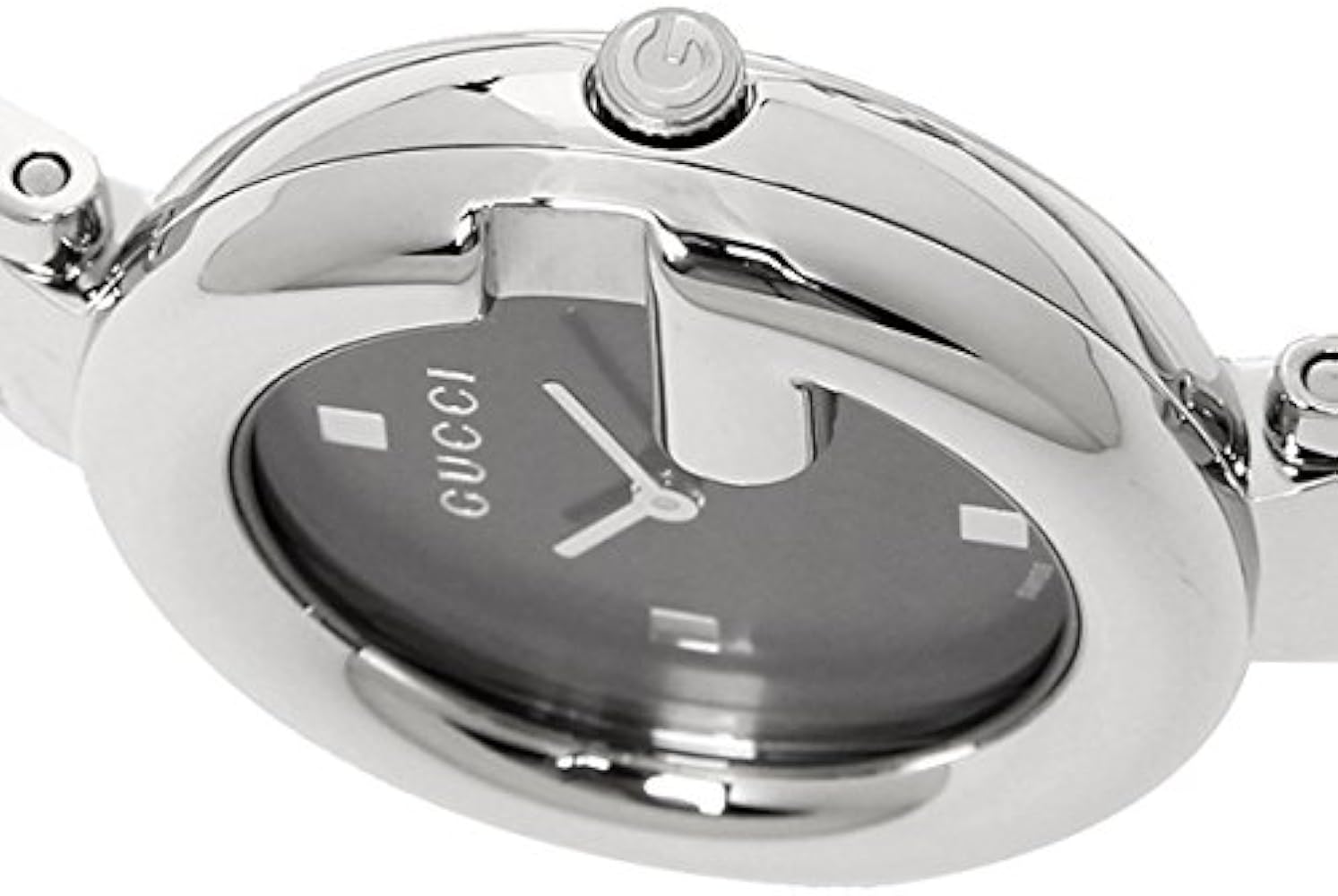 Gucci Guccissima Black Dial Silver Steel Strap Watch For Women - YA134301