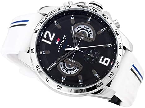 Tommy Hilfiger Multifunction Black Dial White Rubber Strap Watch for Men - 1791475