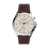 Fossil Forrester Chronograph White Dial Brown Leather Strap Watch for Men - FS5696