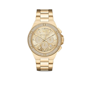 Michael Kors Lennox Chronograph Gold Dial Gold Steel Strap Watch For Men - MK8989