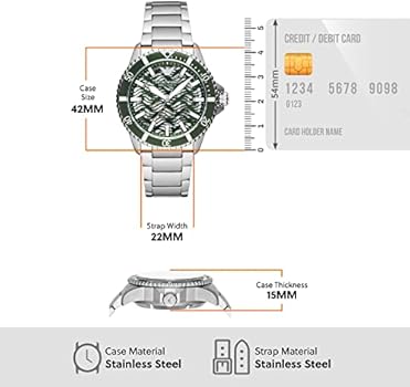 Emporio Armani Diver Automatic Green Dial Silver Steel Strap Watch For Men - AR60061