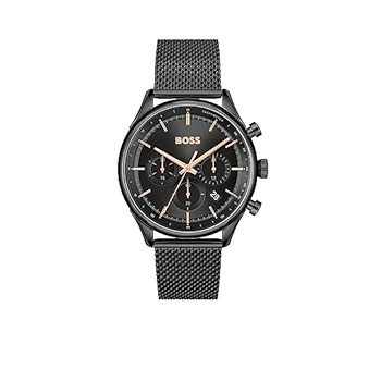Hugo Boss Gregor Chronograph Black Dial Black Mesh Bracelet Watch For Men - 1514065