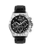 Hugo Boss Ikon Black Dial Black Leather Strap Watch for Men - 1513178