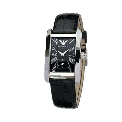 Emporio Armani Classic Black Dial Black Leather Strap Watch For Women - AR0144