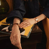 Daniel Wellington Quadro Studio White Dial Rose Gold Mesh Strap Watch For Women - DW00100517