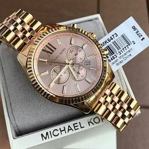 Michael Kors Lexington Gold Dial Gold Steel Strap Watch for Women - MK6473