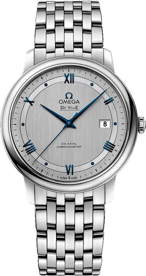 Omega De Ville Prestige Co-Axial Rhodium Silver Dial Silver Steel Strap Watch for Men - 424.10.40.20.02.001