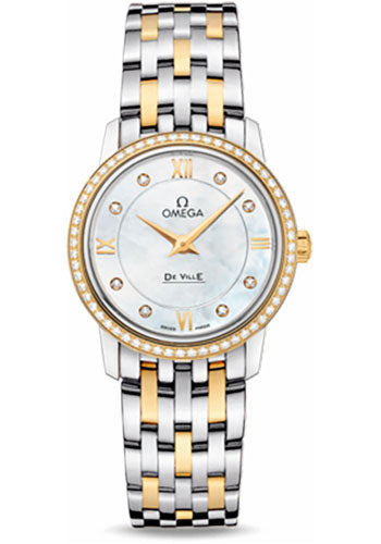 Omega De Ville Prestige Quartz Diamonds Mother of Pearl Dial Two Tone Steel Strap Watch for Women - 424.25.27.60.55.001