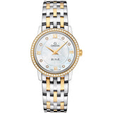 Omega De Ville Prestige Quartz Diamonds Mother of Pearl Dial Two Tone Steel Strap Watch for Women - 424.25.27.60.55.001
