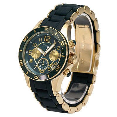 Marc Jacobs Rock Chronograph Green Dial Green Silicone Strap Watch for Women - MBM2597