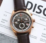 Emporio Armani Chronograph Gray Dial Brown Leather Strap Watch For Men - AR6043