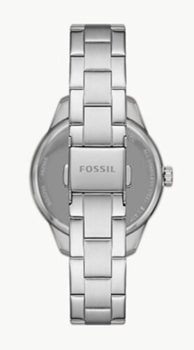Fossil Rye Automatic Skeleton Silver Dial Silver Steel Strap Watch for Women - BQ3753