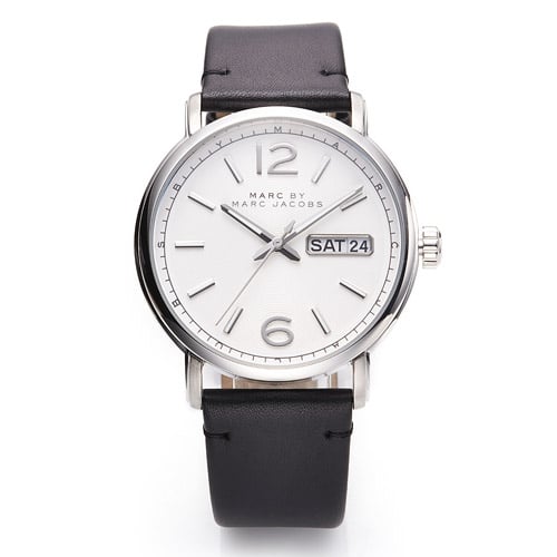 Marc Jacobs Fergus White Dial Black Leather Strap Watch for Men - MBM5076