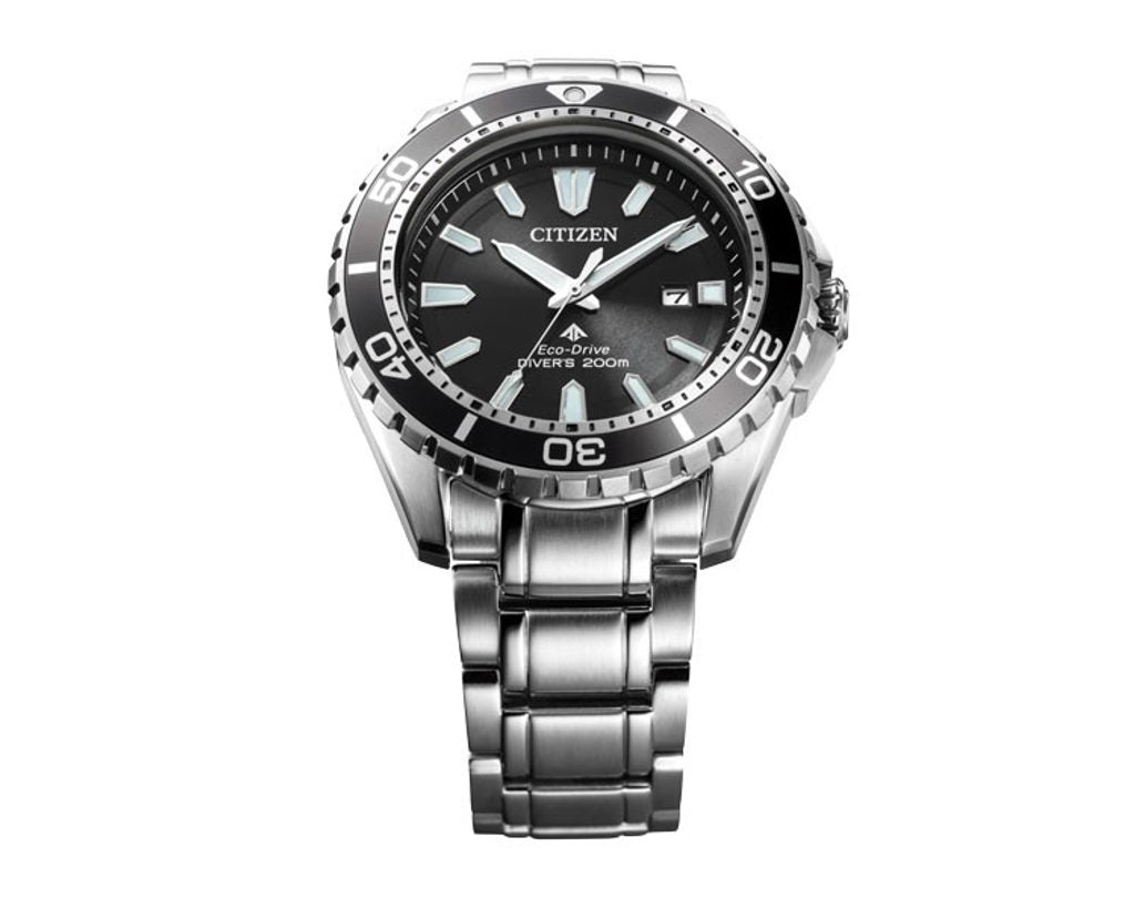 Citizen Promaster Diver Chronograph Black Dial Silver Steel Strap Watch For Men - BN0190-82E