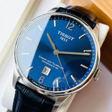 Tissot Chemin Des Tourelles Powermatic 80 Blue Dial Blue Leather Strap Watch for Men - T099.407.16.047.00