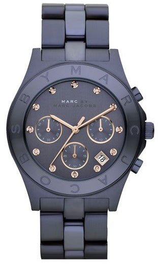 Marc Jacobs Blade Chronograph Blue Dial Blue Steel Strap Watch for Women - MBM8581
